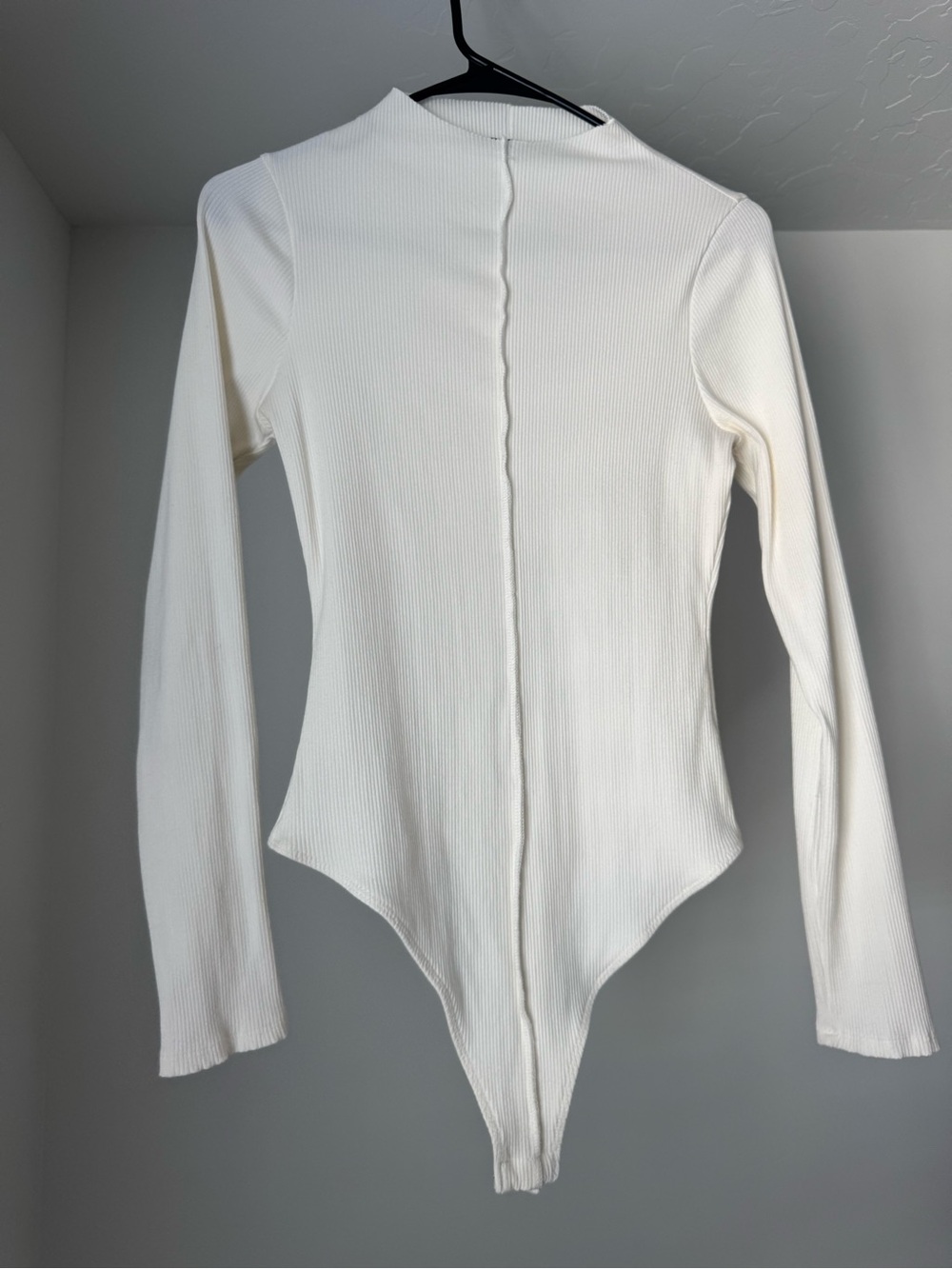 Lulu's Cream/White Ribbed Long-Sleeve Bodysuit